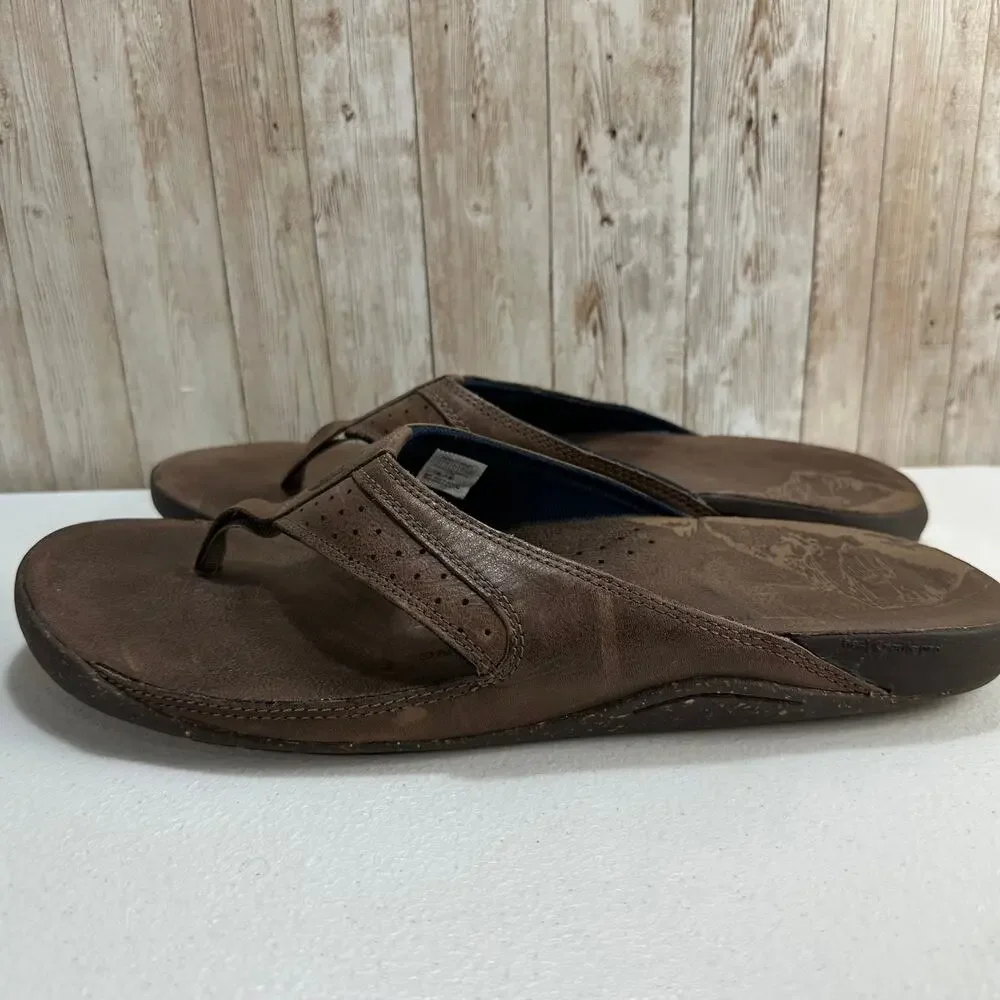 The North Face Bridgeton Flip Flop Mens Size‎ 13 Brown Leather Slip On stamped